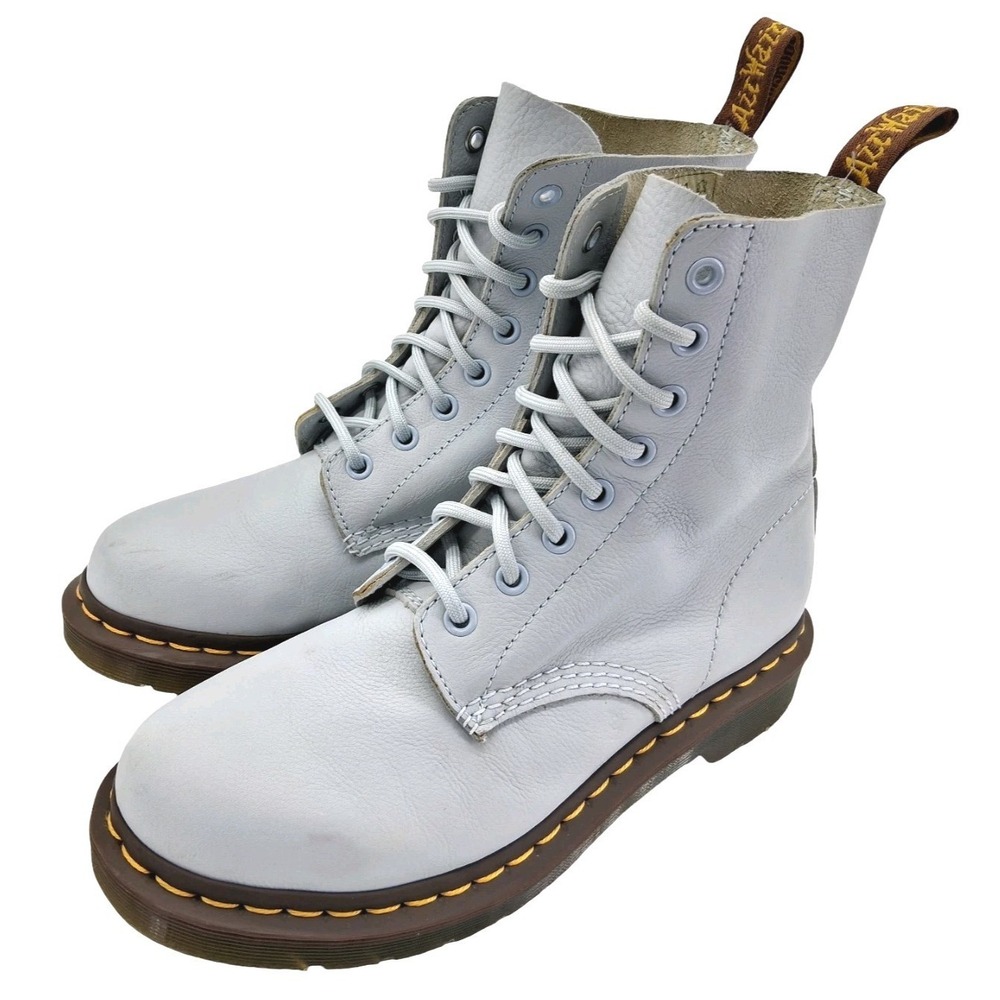 Dr. Martens 1460 Pascal Boots Womens Size 8 Gray Leather 8-Eye Combat Ankle
